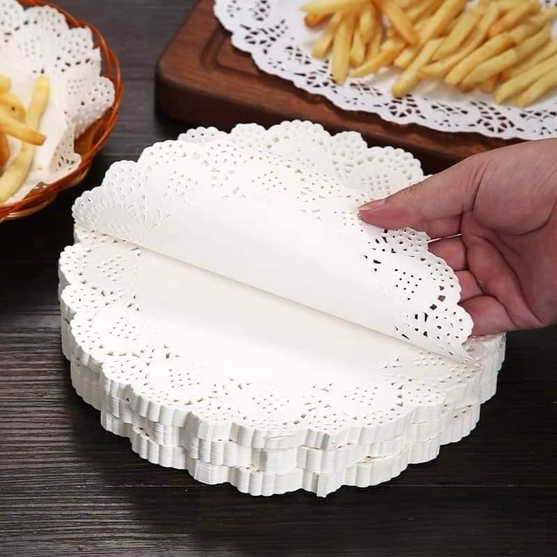 [Đục Hoa Văn] Giấy nến thấm dầu tròn hình hoa văn