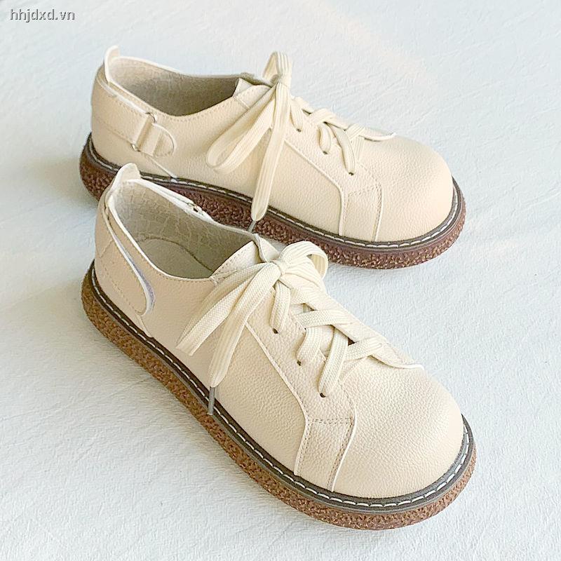 Giày da bít mũi phong cách Retro Nhật Bản thời trang mới cho nữ