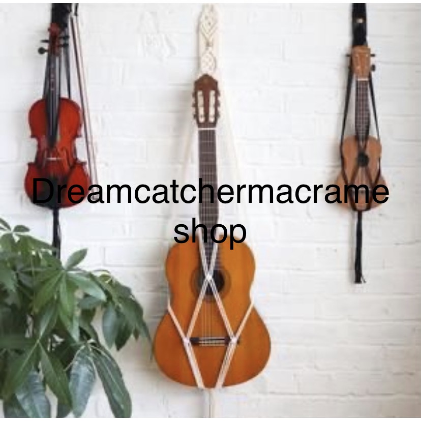 Macrame treo đàn guitar, ukulele, Dây treo đàn vinatage, dây treo đàn, giá để đàn guitar
