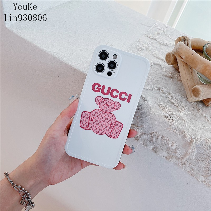 Ốp Điện Thoại Họa Tiết Gucci Màu Hồng Cho Iphone 12 12 Pro Max 11 Se2 Ix Xs Xr