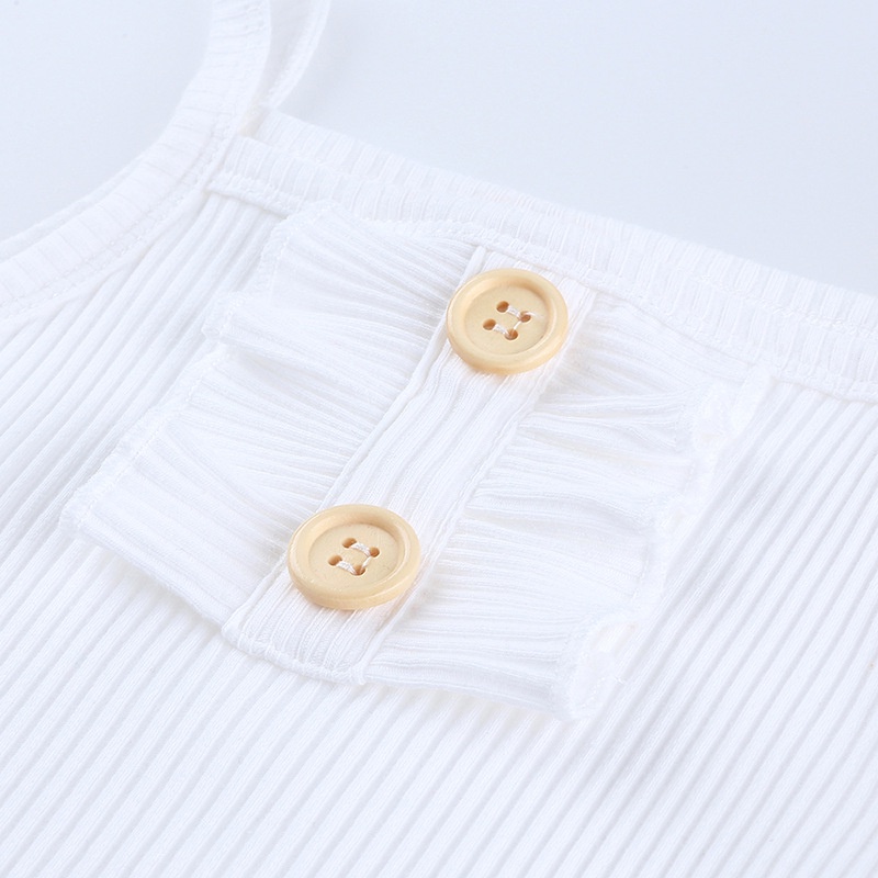 Set Đồ Mùa Hè 2 Món Gồm Áo Liền Quần Không Tay Bằng Vải Cotton Thời Trang Mùa Hè Cho Bé Gái