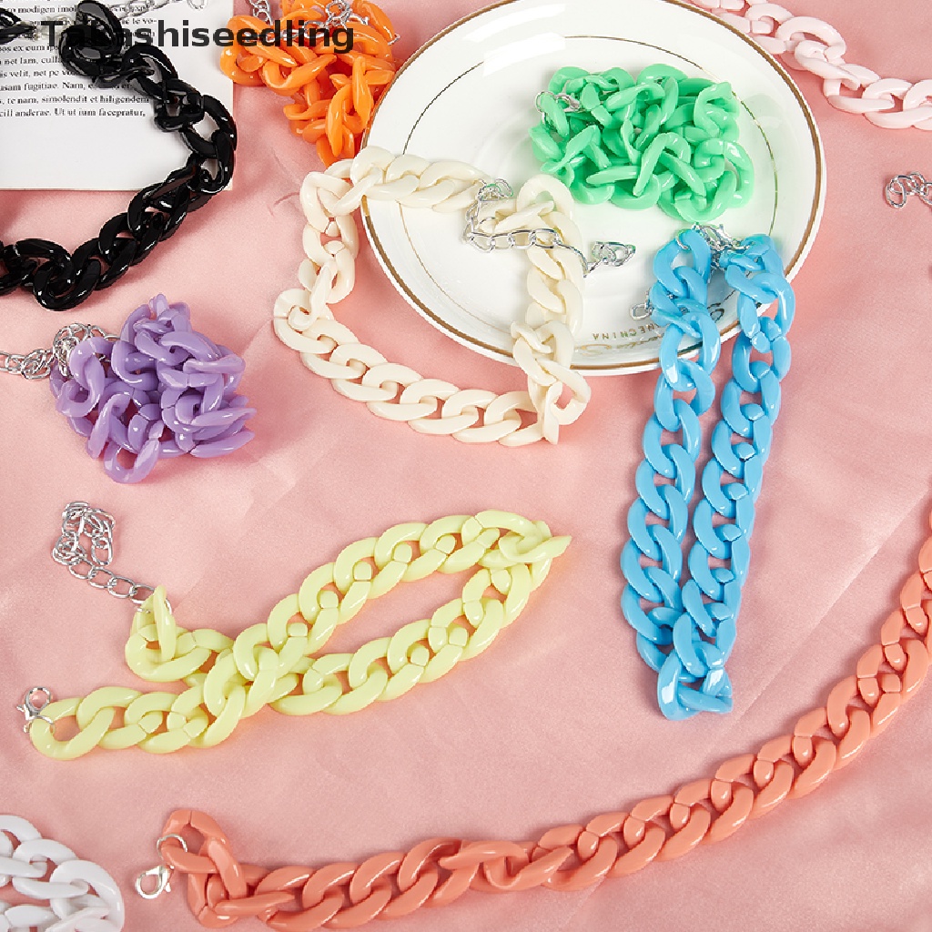 (Takashiseedling) Vòng cổ Choker Acrylic Dày Màu Trắng Cho Nam Và Nữ