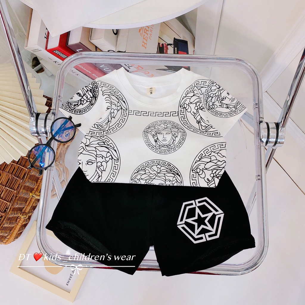 Bộ cộc tay cho bé trai in hình sành điệu -cá tính 8-30kg (M3)