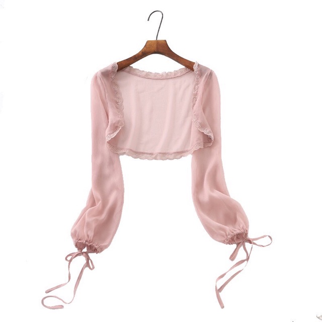 Áo croptop voan tay dài 😻 áo cadigan voan mỏng phong cách hàn quốc (kèm ảnh thât) mẫu 7 | BigBuy360 - bigbuy360.vn