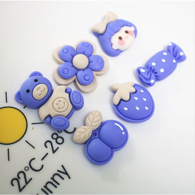 Charm slime tông màu xanh dương nhạt cho các bạn trang trí kẹp tóc, bình nước, dán Jibbitz, vỏ ốp điện thoại, DIY