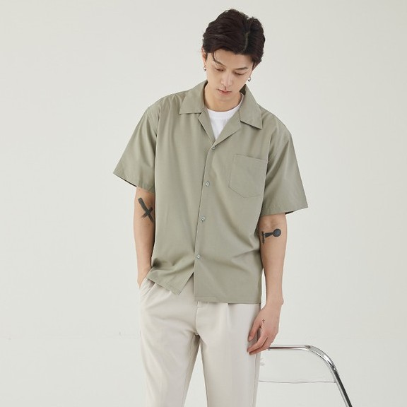 Áo sơ mi nam ngắn tay cao cấp vải kate, form rộng, tenji chuẩn style hàn quốc công sở.
