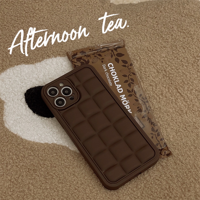 Ốp Điện Thoại Dẻo Hình Vuông Màu Socola Độc Đáo Chống Sốc Cho iPhone 14 13 12 11 Pro X XS MAX XR