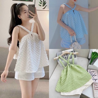 SET ÁO XỐP CỔ YẾM KÈM SHORT