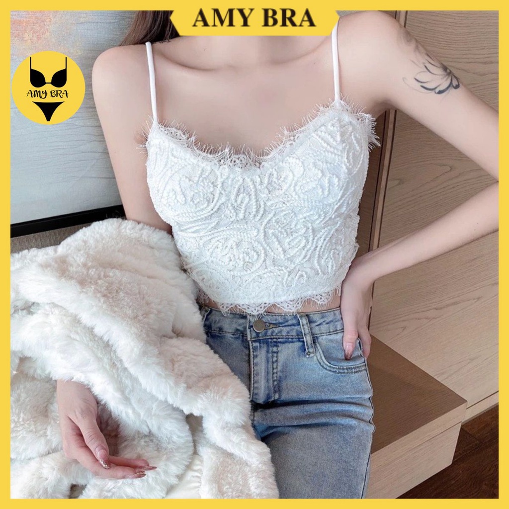 Áo Bra 2 Dây Ren Cao Cấp - Áo Ngực Không Gọng - Bra Nữ Mút Mỏng Quyến Rũ AMYBRA B379