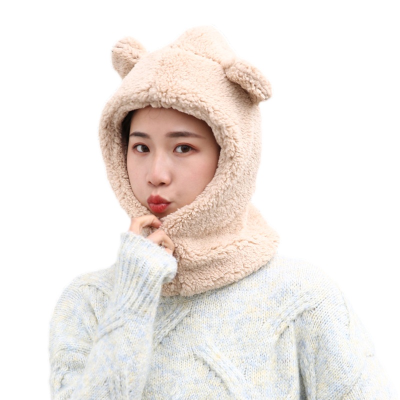 Khăn Choàng Lông Có Mũ Tai Gấu 3 Trong 1 Cho Nữ