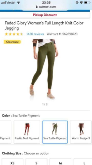 Quần stretch jegging Walmart - Faded Glory women's full length knit colour jegging