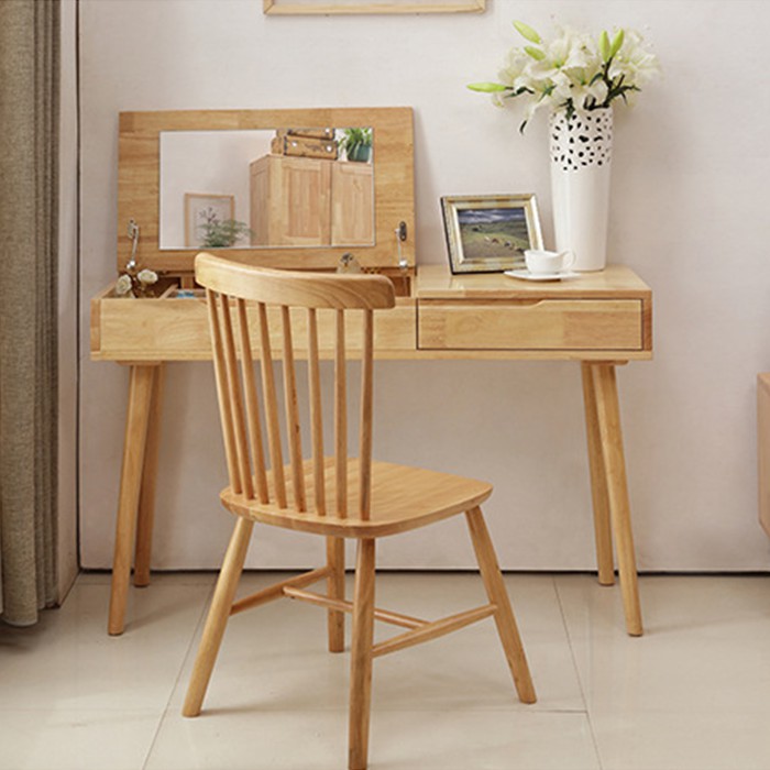 Bàn trang điểm gỗ 2 in 1 đa năng làm bàn phấn làm việc cho phòng ngủ, căn hộ khách sạn