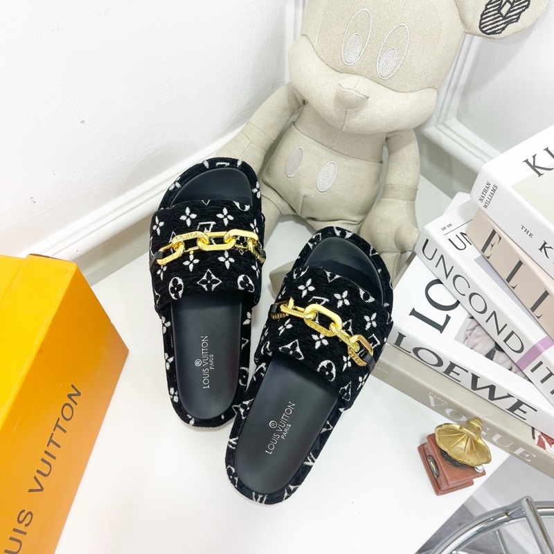 Dép xuồng hoạ tiết quai ngang xích
