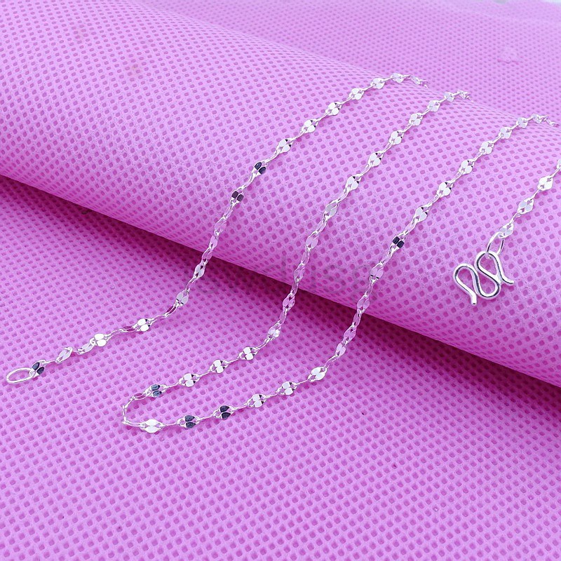 M clasp 【Còn hàng】 100% Bạc 925 Vòng cổ Dây chuyền mỏng 14-24 inch đóng dấu .925 Phụ nữ Món quà trang sức thời trang Hàn Quốc