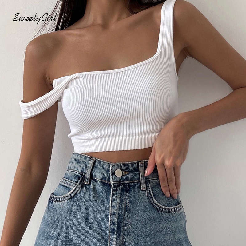 Áo tank top cổ vuông màu trơn chất liệu cotton thời trang cho nữ