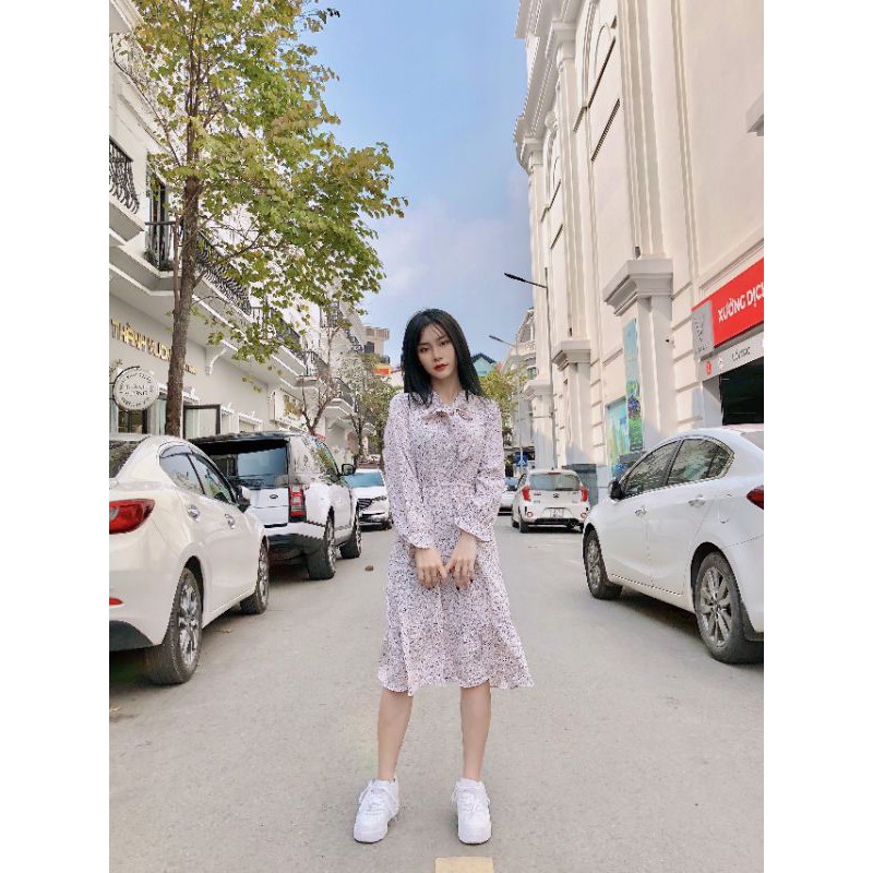 Váy hoa nhí - váy vintage cổ nơ | BigBuy360 - bigbuy360.vn