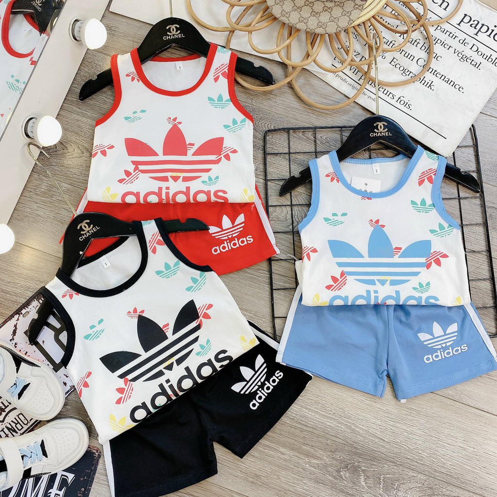 Bộ Adidas cho bé chất  cotton tàu mềm mịn thấm hút mồ hôi đủ size màu từ  8-22kg