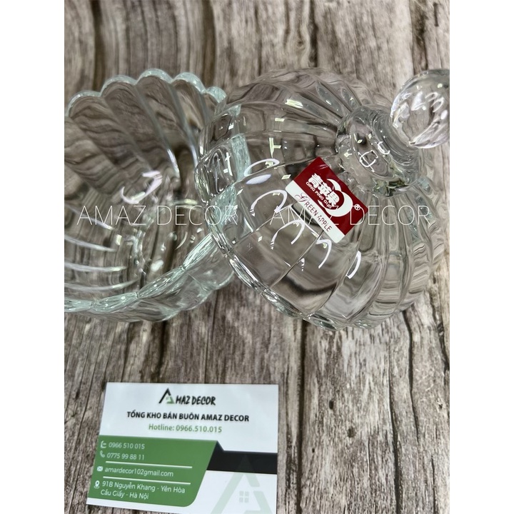 SALE NHẤT NĂM Thố hũ thủy tinh đựng mứt có nắp hạt dưa hình quả bí ngô dày dặn chất lượng cao