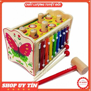 Đồ chơi đập chuột kèm đàn 8 thanh cho bé - đồ chơi gỗ trí tuệ