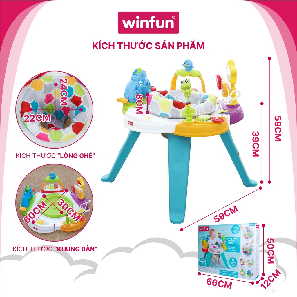 Bàn nhạc tập đứng đa năng 2 trong 1 cho trẻ từ 6 đến 36 tháng, cùng bé khám phá thế giới Winfun 700000