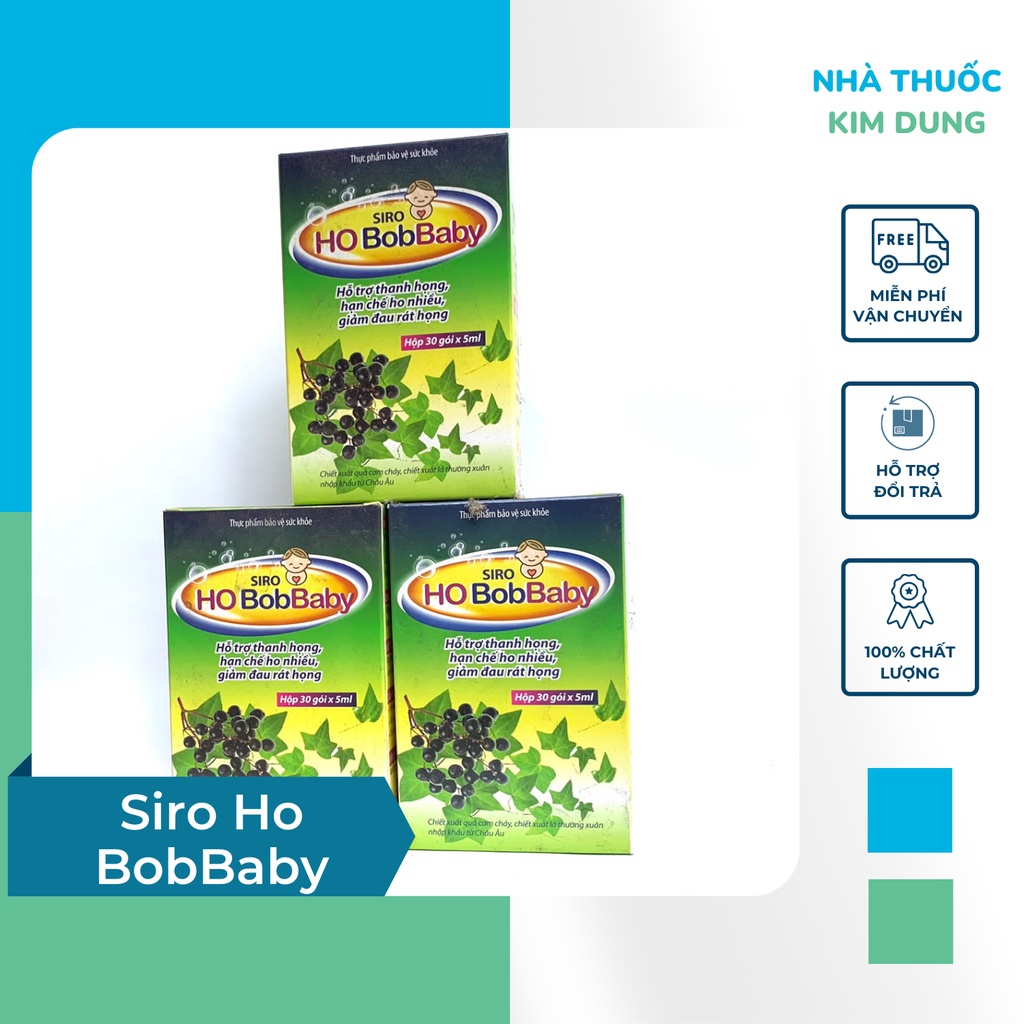 Siro Ho BobBaby Hỗ Trợ Thanh Họng Hạn Chế Ho Giảm Đau Rát Họng Hộp 30 Gói x 5ml