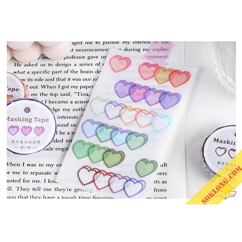 Cuộn 100 sticker trái tim dán trang trí sổ tay, take note, bưu thiếp handmade STI34