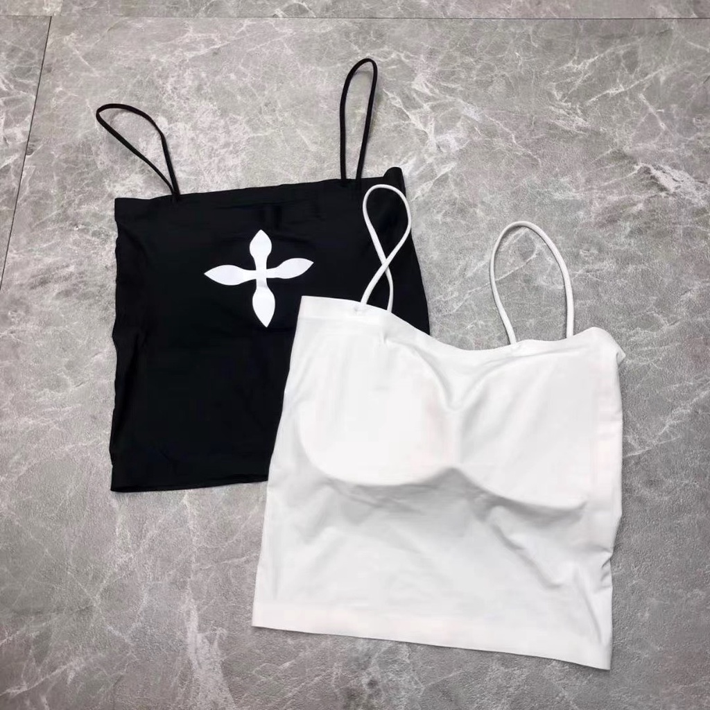 Áo Bra Nữ - Áo Ngực Bra Croptop 2 Dây Thân Dài Chất Su Mềm Mịn Đính Hoa Ngực