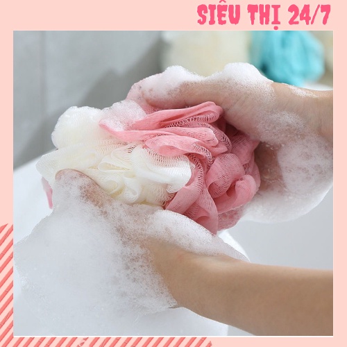Bông tắm tạo bọt tròn vải lưới Hàn Quốc mềm mại cao cấp,chà lưng tẩy tế bào chết tiện dụng 2458
