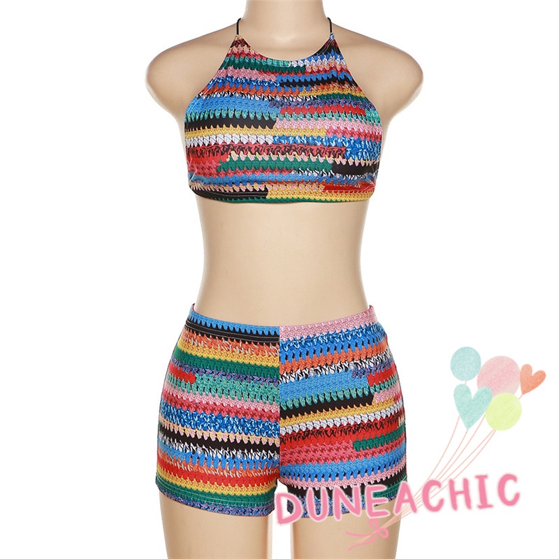 Bộ Áo Yếm In Họa Tiết + Quần Legging Lưng Cao Ống Suông Gợi Cảm Dành Cho Nữ