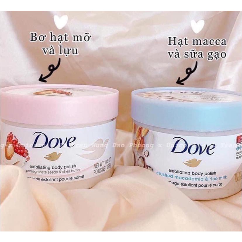 Tẩy Tế Bào Chết Body Dove Chăm Sóc Da Dưỡng Trắng Cấp Ẩm - Hủ 225ml