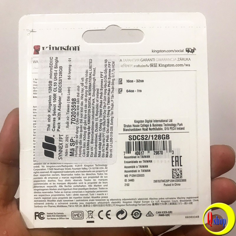 Thẻ nhớ MicroSD Kingston 128GB Canvas Select 100R CL10 UHS-I Single Pack with adapter | BigBuy360 - bigbuy360.vn