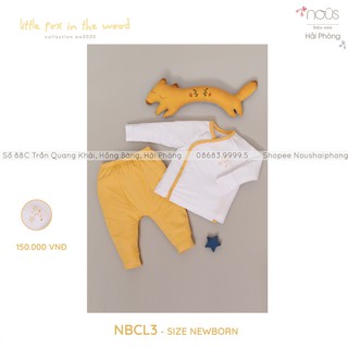 Bộ Quần Áo Nous Cài Lệch NB Trắng Vàng (Size Sơ Sinh)