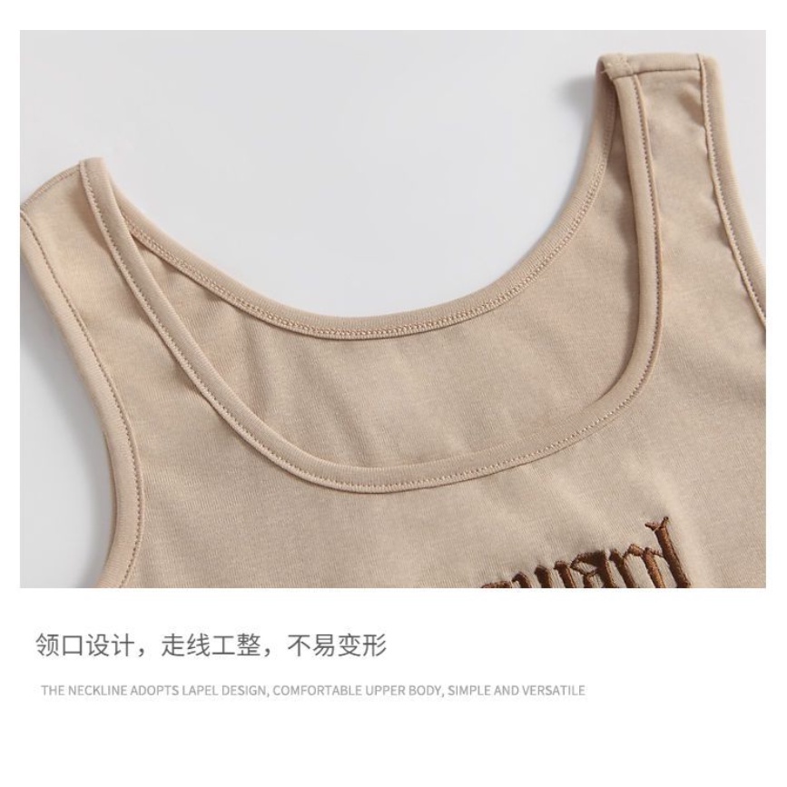 Áo Lửng Hai Dây Thêu Chữ Màu Trơn Mùa Hè Phong Cách Mỹ Mới Cho Nữ