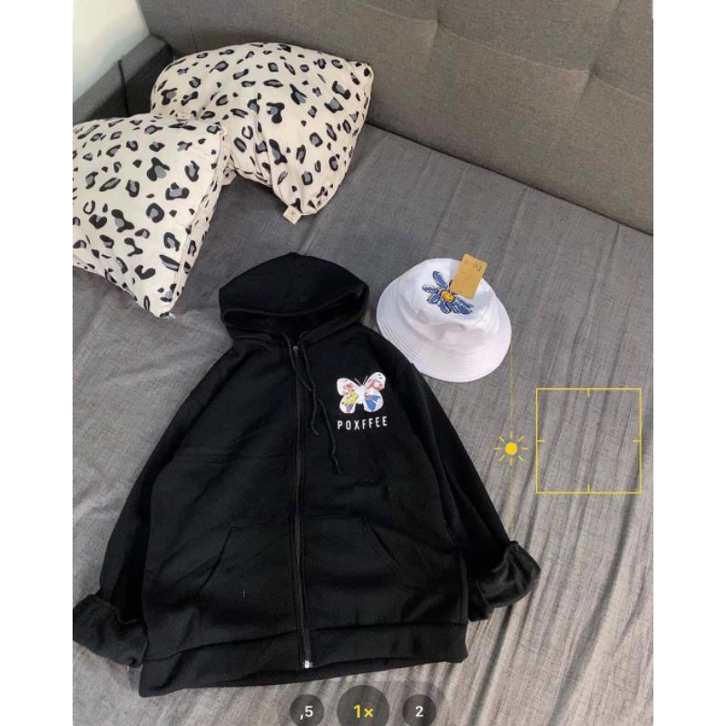 𝗡𝗘𝗪 𝗔𝗥𝗥𝗜𝗩𝗔𝗟  Áo Khoác Hoodie Dây Kéo Form Rộng POXY Ulzzang (ẢNH THẬT)