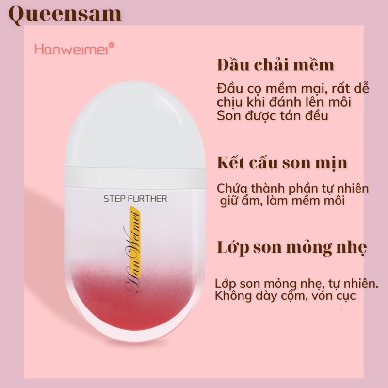 Son kem lì HANWEIMEI son nội địa trung lâu trôi màu tuỳ chọn 10g