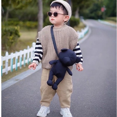 Áo len ghi lê trơn Hàn Quốc cho bé gái bé trai size 80-120