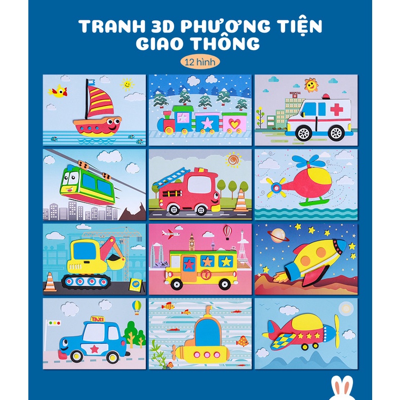 Tranh ghép hình sáng tạo DIY đồ chơi giáo dục cho trẻ, tự làm thủ công từ 3 đến 7 tuổi Pupakids