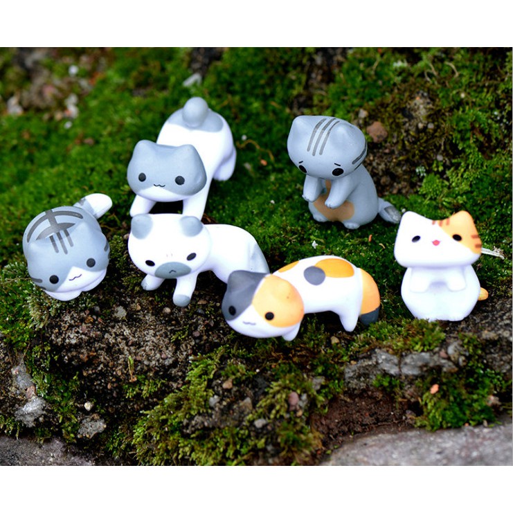 Mô hình bộ mèo lười để bàn, trang trí bàn làm việc