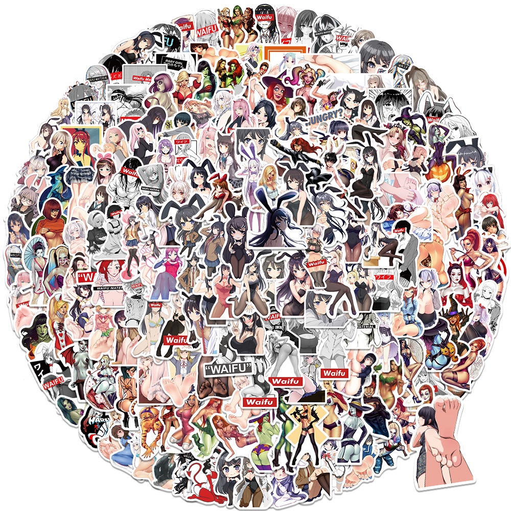 Set 200/100/50 nhãn dán trang trí laptop/điện thoại chống thấm nước họa tiết hoạt hình graffiti thời trang