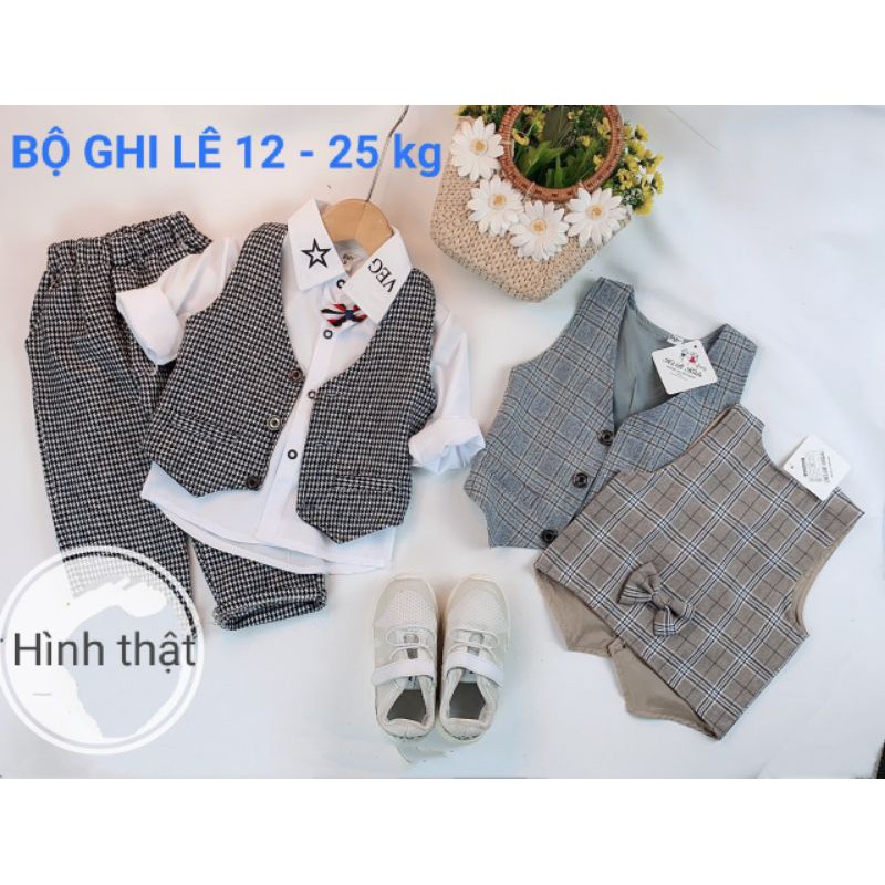 VEST BỘ GHI LÊ BÉ TRAI CAO CẤP HAIVANCO cho bé từ 12 đến 25 kg vải mềm mại và thoáng mát rất đẹp