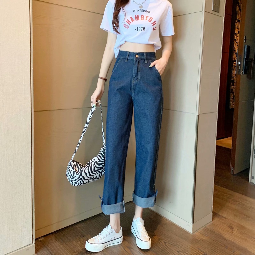 Quần Jeans Nữ Dài Lưng Cao Thời Trang Hàn