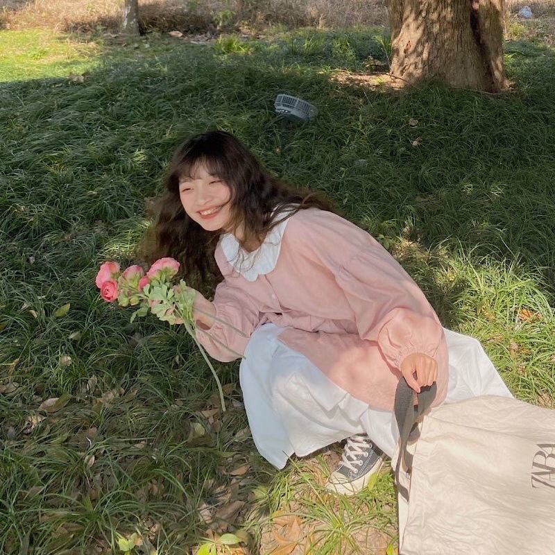 Set Áo Sơ Mi Cổ Búp Bê Chống Nắng + Chân Váy Màu Trơn Dễ Thương Cho Nữ