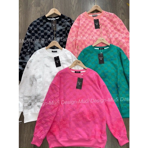 Áo nỉ da cá sweater nam nữ unisex GC in nổi full loang oversize hàng chuẩn đứng form hot
