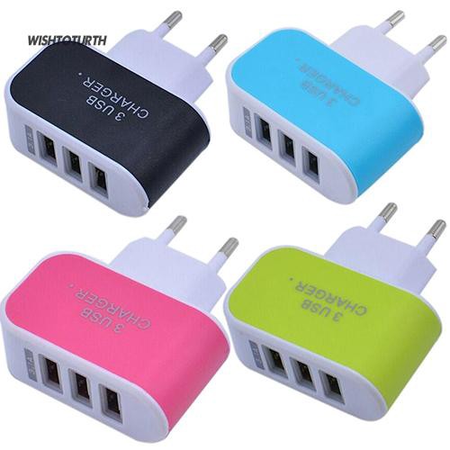 ☼Cốc Sạc Ba Cổng USB 3.1A Phích Cắm EU Tiện Dụng