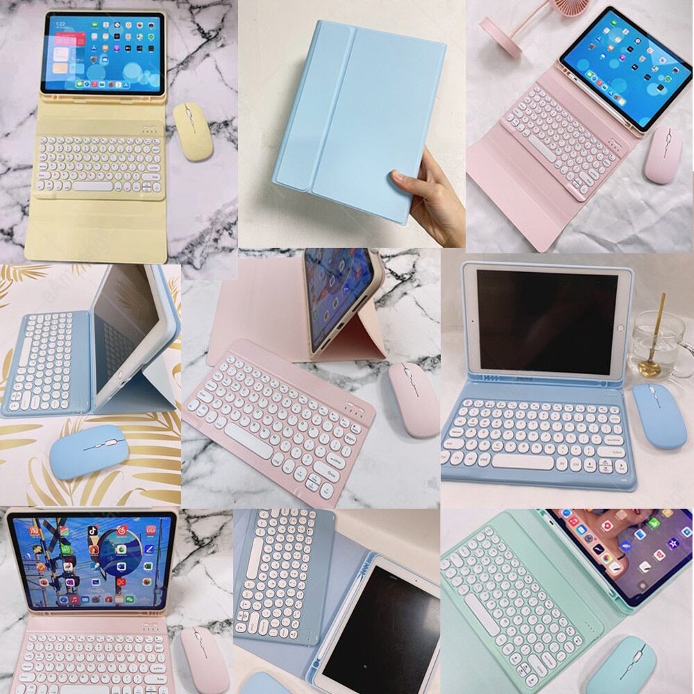 Bao da máy tính bảng tích hợp bàn phím bluetooth không dây màu kẹo có thể tháo rời và chuột cho Ipad Mini6 2021