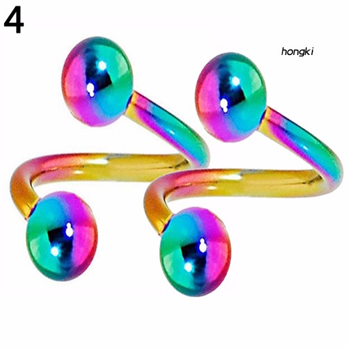 Bộ 2 Khuyên Mũi Hình Xoắn Ốc Bằng Thép Không Gỉ