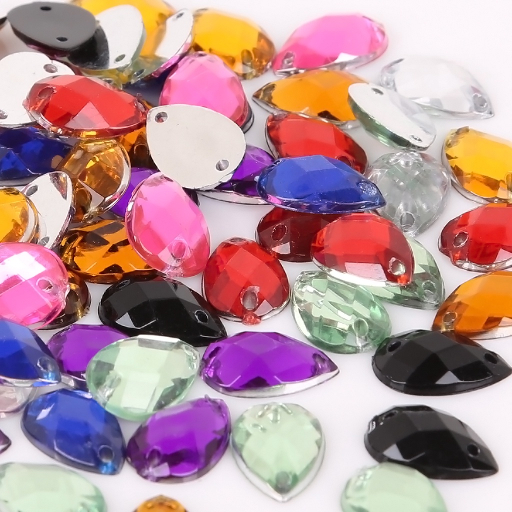 Set 100 Hạt Đá Nhân Tạo Hình Giọt Nước Dùng Để Trang Trí Thủ Công