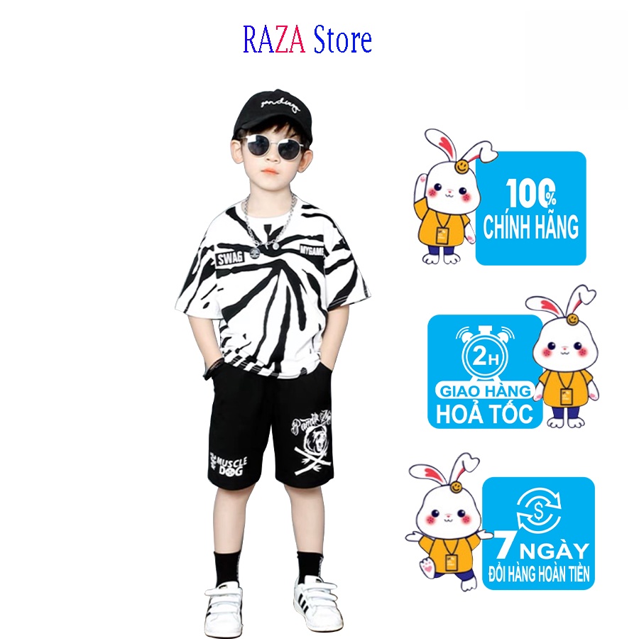 Bộ hè bé trai,Đồ bộ bé trai RAZA Store chất liệu cotton cao cấp sợi thoáng mát cho bé từ 15kg đến 46kg RZM28