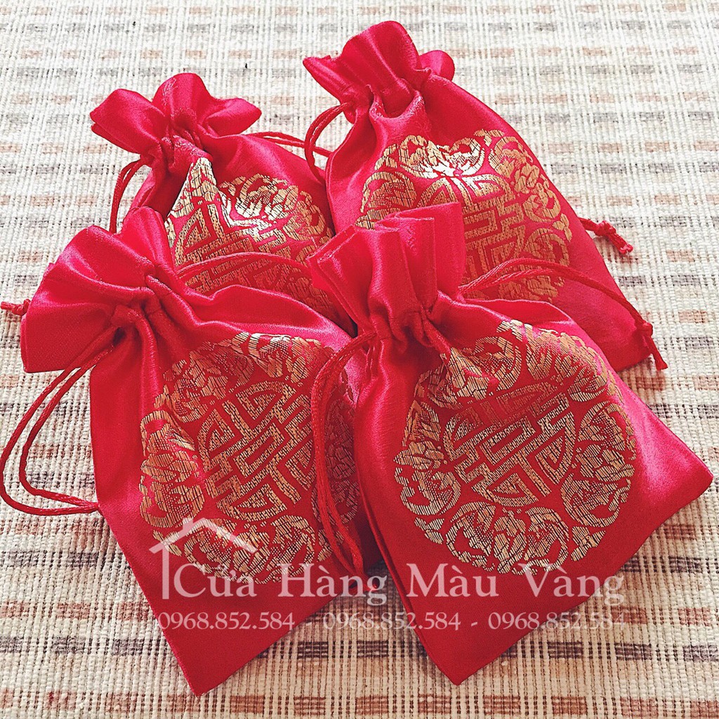 Túi lụa đỏ đựng vòng có dây rút | BigBuy360 - bigbuy360.vn
