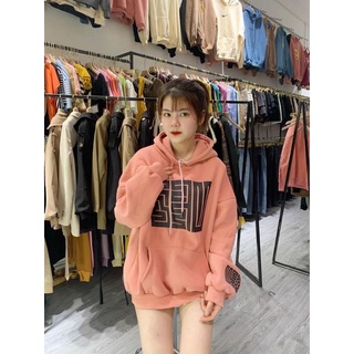 Áo nỉ hoodie mũ 2 hàng 2 lớp lót nỉ form thụng